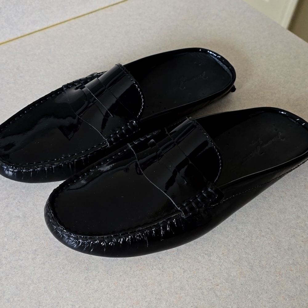 Massimo Miatteo Penny Mule Slides Size 10 black patent leather